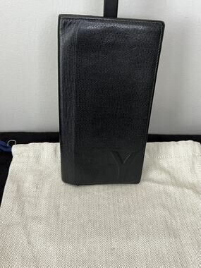 Saint Laurent YSL Black Grained Leather Continental Wallet Entrupy Auth